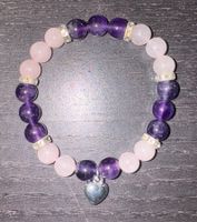 Perlenarmband Herz, violet, rosa, Armband, bracelet, rose