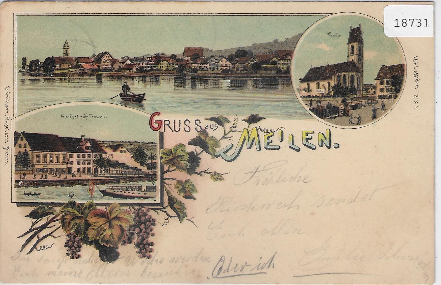 Cartoline postali: Gruss aus Meilen - Litho 1900 – Antico da Ettingen venduto da Kartenplanet