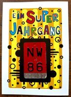 Velonummer mit Glückwunschkarte 40 Jahre, Fahrrad Nummer