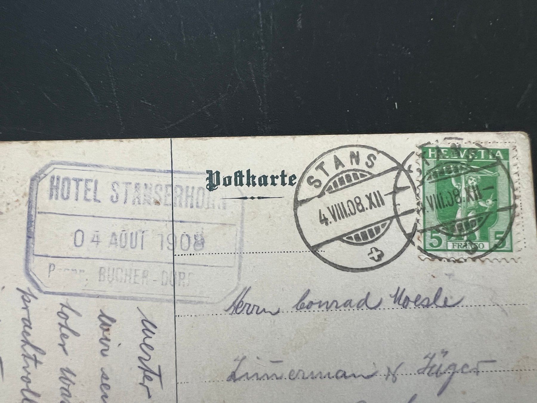 Ansichtskarten: AK   1908 Hotel Stanserhorn Stempel    (G804) – Gebraucht aus Hinwil von Sidi4 1