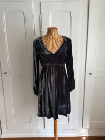 CHARLIE JOE - Samt Kleid dunkelgrau XS