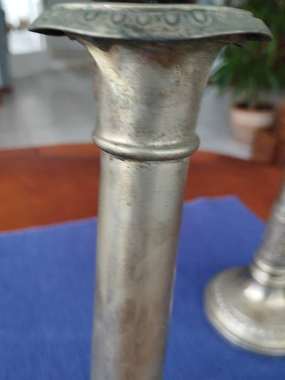 Portacandele: 2 bougeoirs en étain  – Usato da Etagnières venduto da DiCanio67 1