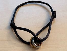 Modisches Glücksarmband mit drei kleinen Ringen, verstellbar