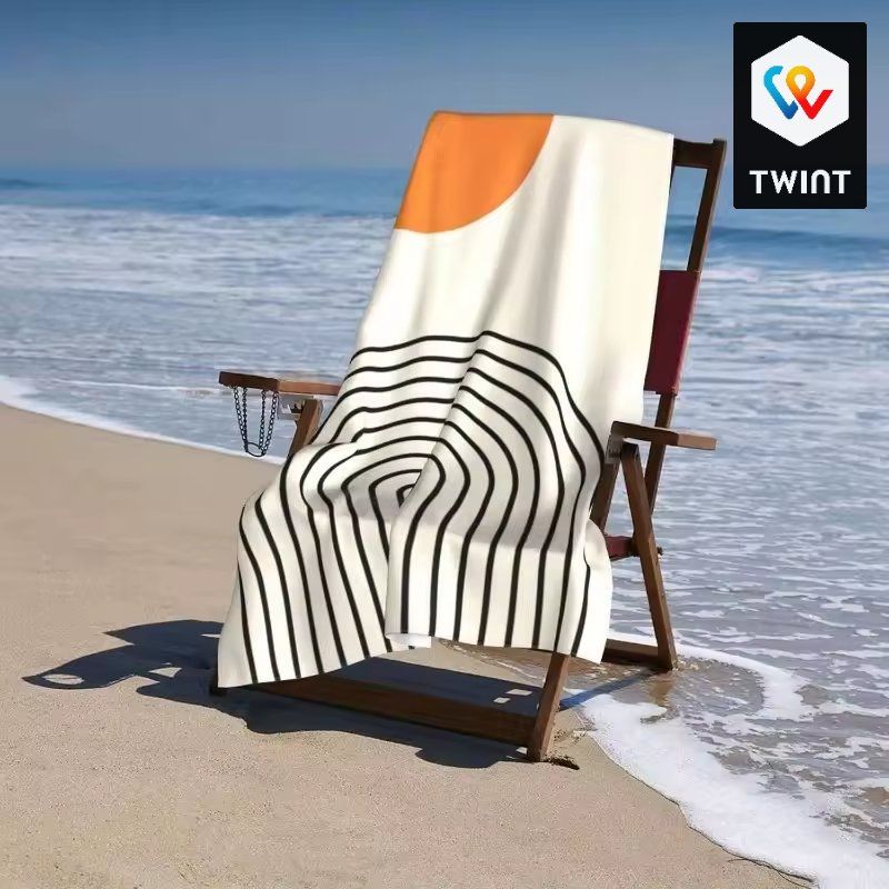 Teli da bagno: Serviette de plage élégante au design moderne soleil – Nuovo e nell'imballaggio originale da Saignelégier venduto da onekeystore 1