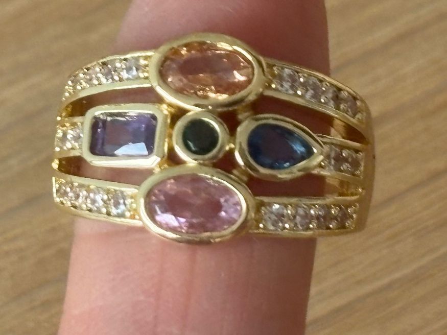 Anelli: Luxus Elegante Gr.19/9 Ring Farbe: Gold/Multicolore – Nuovo (secondo la descrizione) da Biel-Bienne venduto da Roserosse13 6