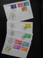 4 FDC 1973-95 OMM + OMS 10-13 + 36-41 Org. mondial de santé