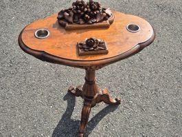 Gueridon table de fumeur bois massif sculpture Forêt N