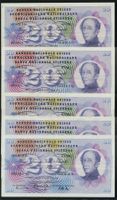 20 Fr. Banknote 1954,55,58,59,67 gebraucht