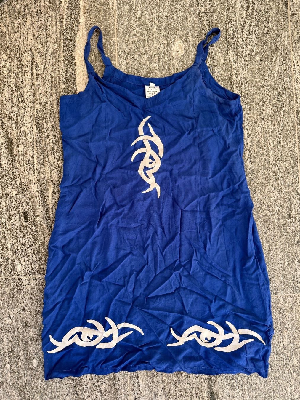 Vestiti: Blue womens summer dress with white batik patterns – Usato da S. Vittore venduto da via_h2nb
