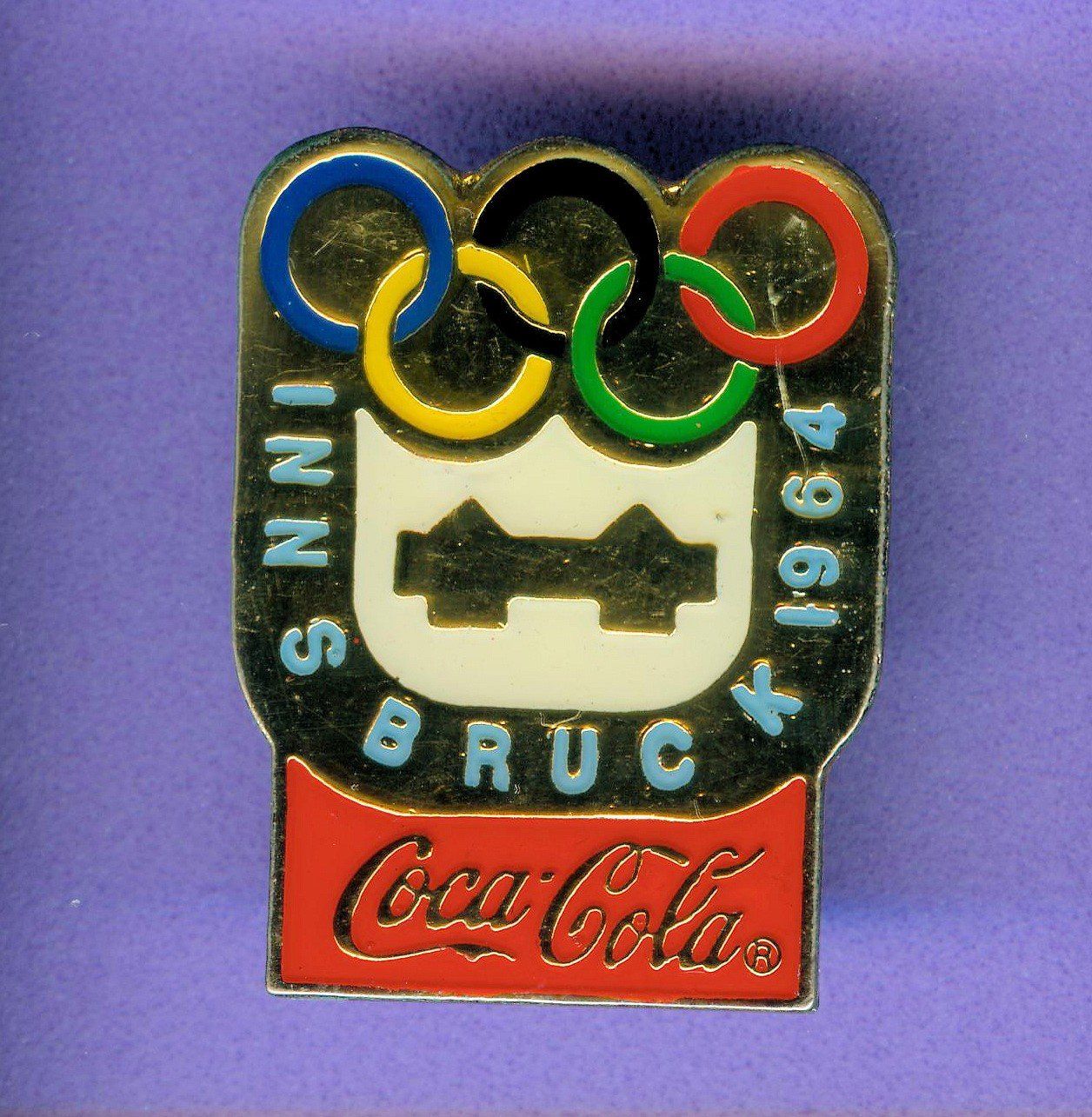 Coca-Cola Placchette & Badge: Cola  Winter-Olympiade  INNSBRUCK 1964 – Usato da Winterthur venduto da Sammleroase