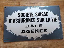 Plaque émaillée vintage assurance sur la vie Bâloise Basler 