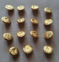 15 Stück Knöpfe, goldfarben, Durchmesser 16 mm.