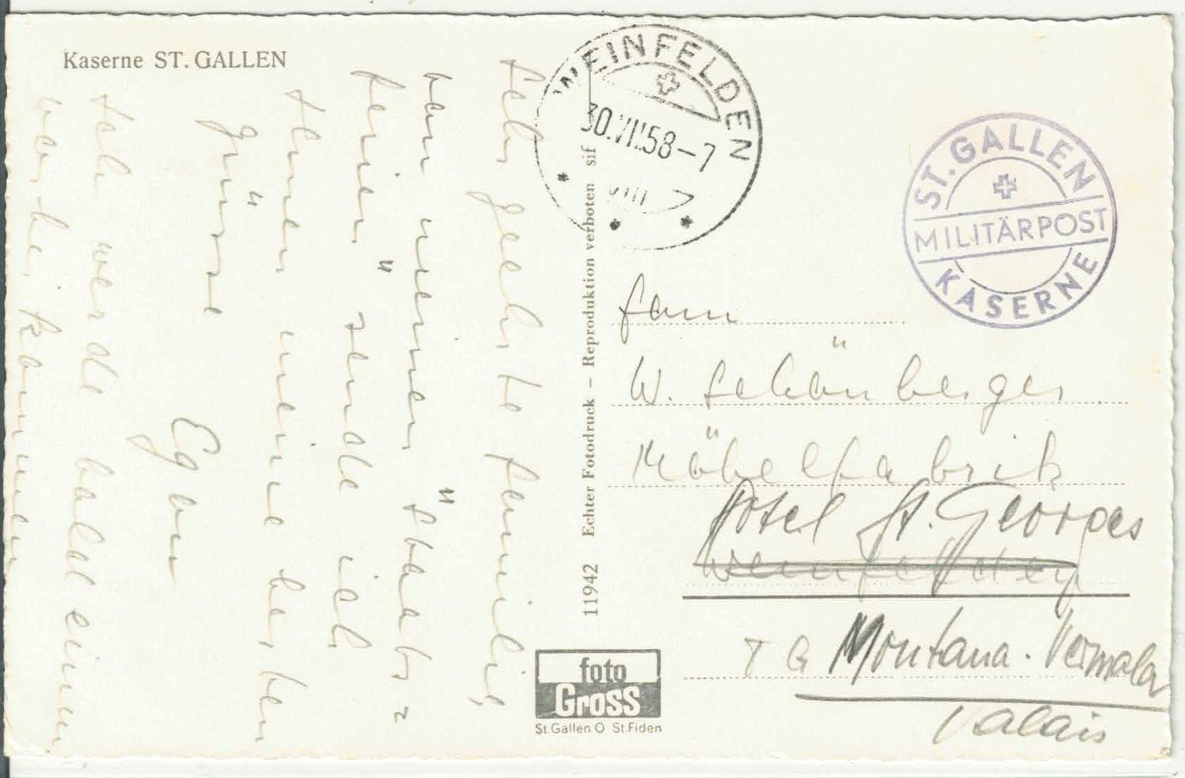 Cartoline postali: St. Gallen - Kaserne – Usato da Ettingen venduto da Kartenplanet 1