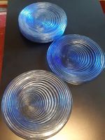 9 Stück Glasteller mit spiralförmigem Rillenmuster