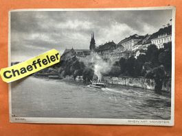 Alte Ansichtskarte Basel Rhein mit Münster, 1932