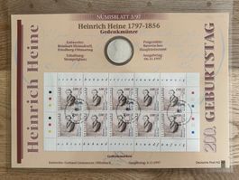 Numisblatt >200. Geburtstag Heinrich Heine< 10 Deutsche Mark