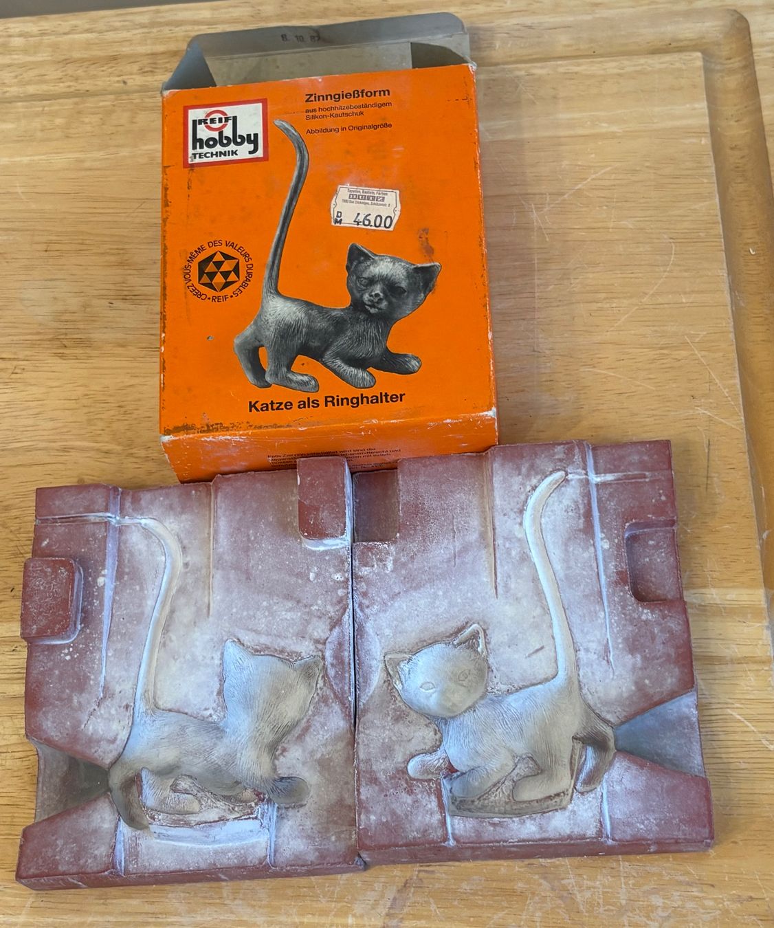 Kit bricolage: Zinn Giessform Katze als Ringhalter Hobby Technik OVP – Usato da Frick venduto da Rukki 1