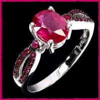 ♛ Zierlicher Rubin 925 Silberring