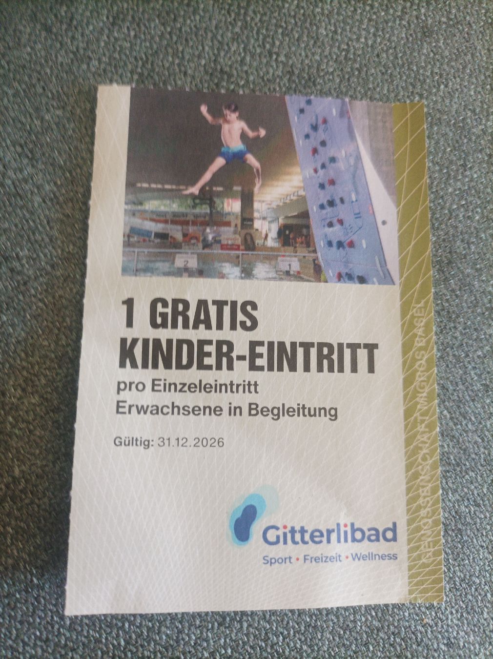 Buoni: 1 Gratis Kinder-Eintritt Gitterlibad Liestal Sommer 2026 – Nuovo (secondo la descrizione) da Allschwil venduto da MoZzareLla90
