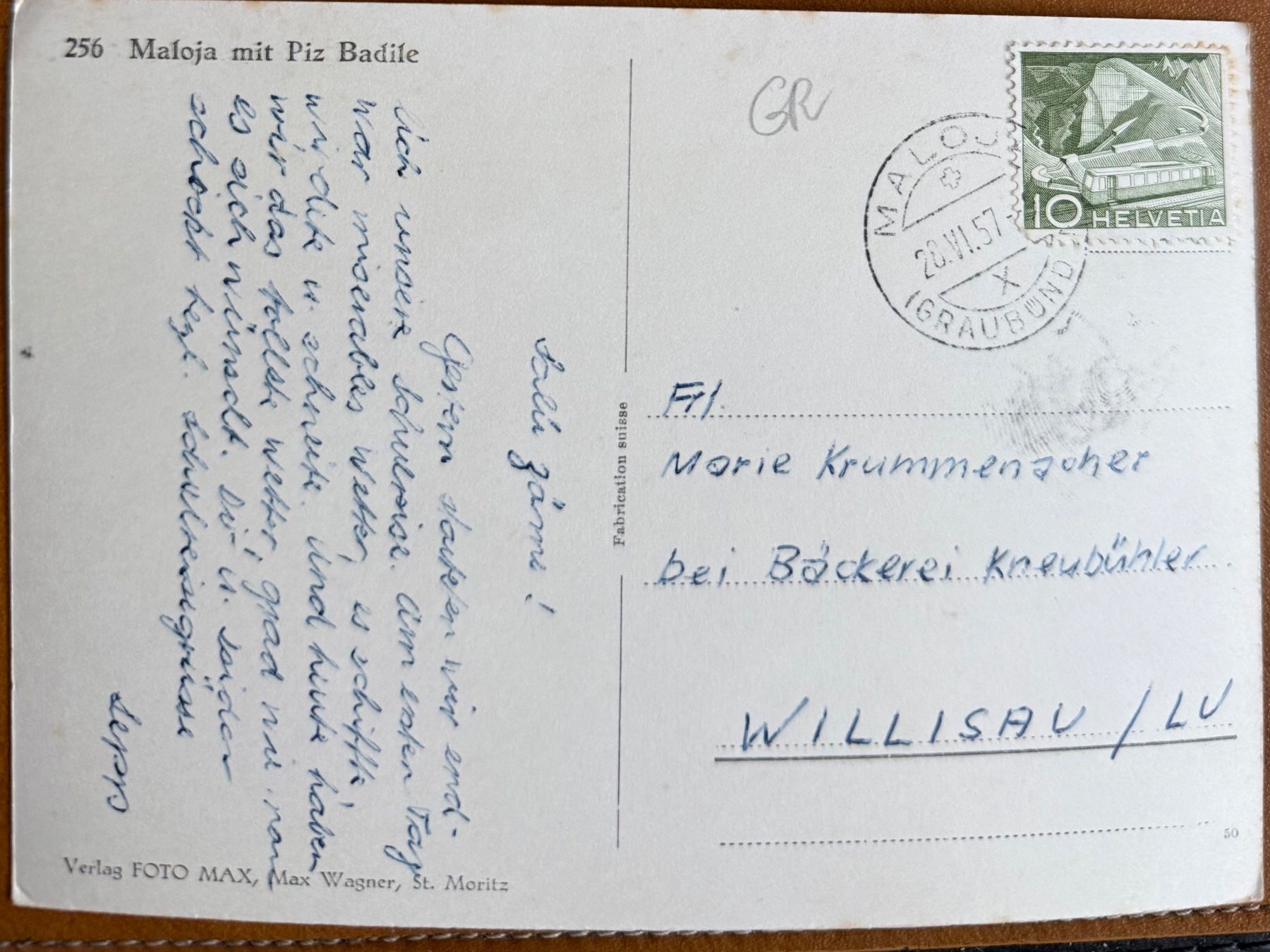 Cartoline postali: Maloja - Palace hotel - 1957 – Usato da Lutry venduto da Ediego 1