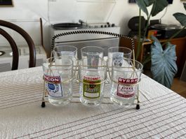 6er Glas Set mit Aperitifmarken 60er 50er