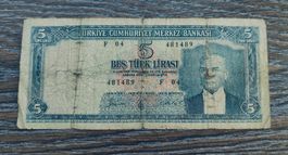 Türkei 5 Lira 1965, Pick 174, selten !!!!!!!