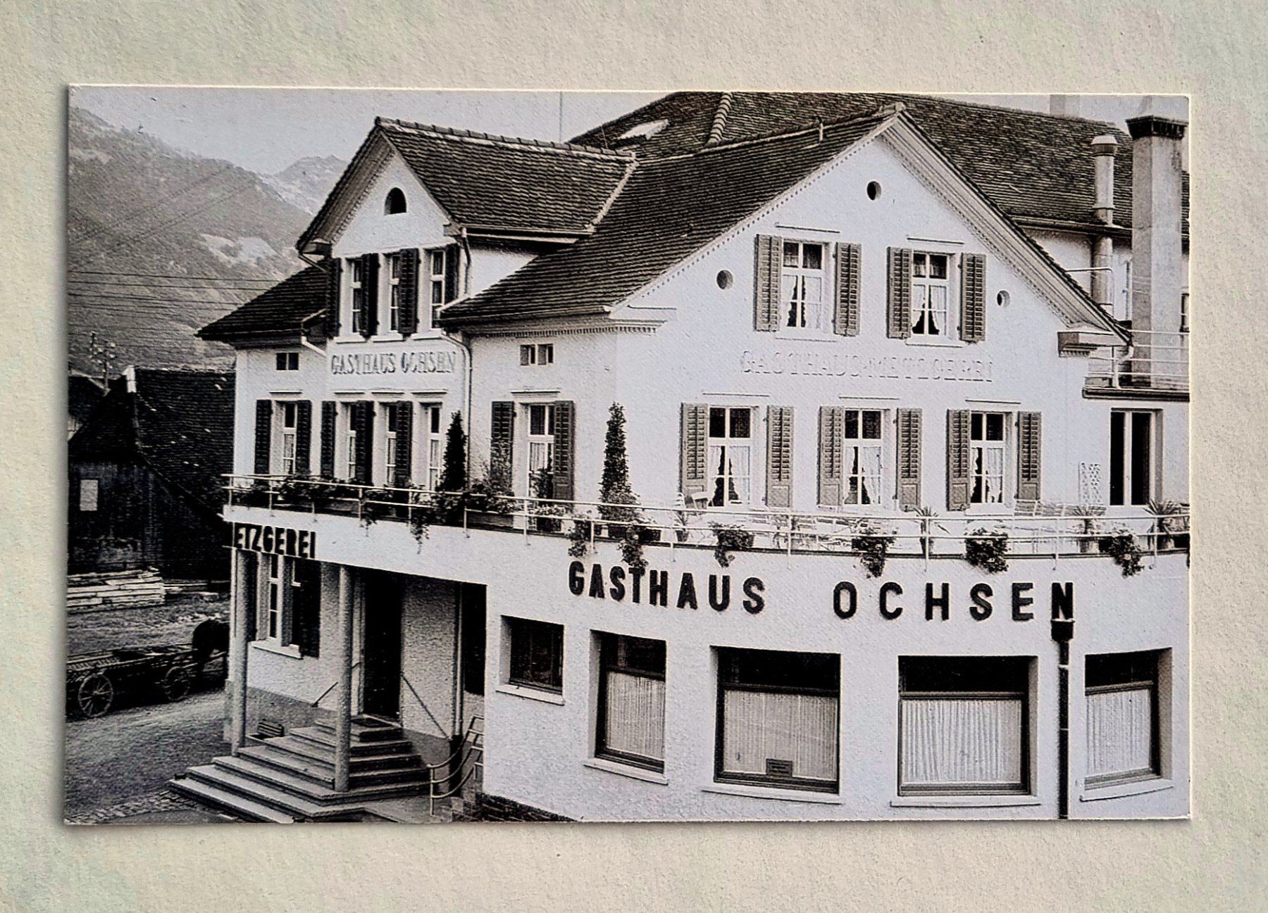 Ansichtskarten: Buchs - Churerstrasse -  Gasthaus Ochsen – Gebraucht aus Rothrist von RROENK