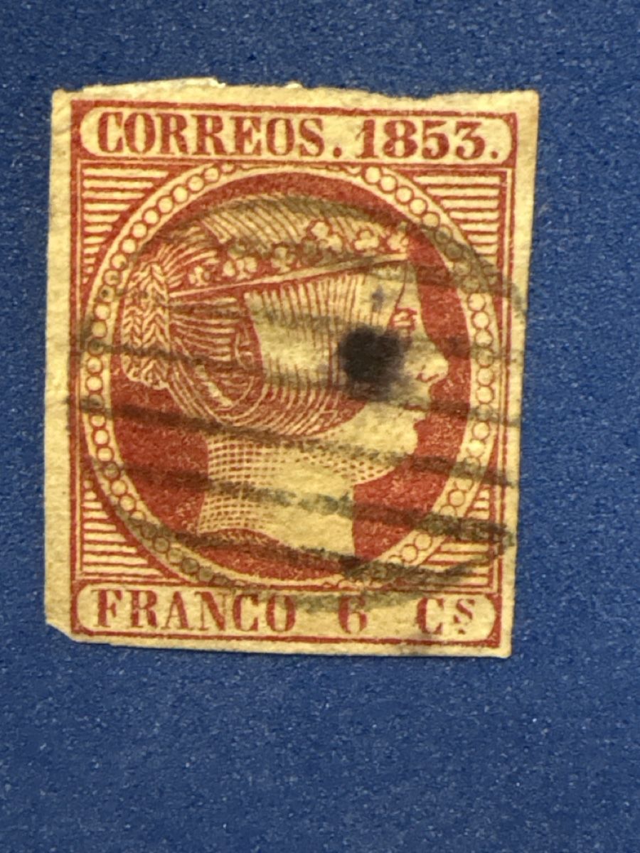 Alle Briefmarken: Timbre Correos 1853 Franco 6 Cs usagé – Gebraucht aus Carouge GE von irma016
