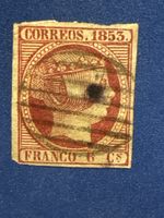 Timbre Correos 1853 Franco 6 Cs usagé