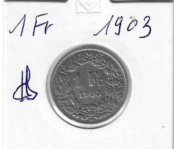 Tutti le monete: Monnaie Suisse: 1 Fr 1903 – Usato da Muraz (Collombey) venduto da Resine