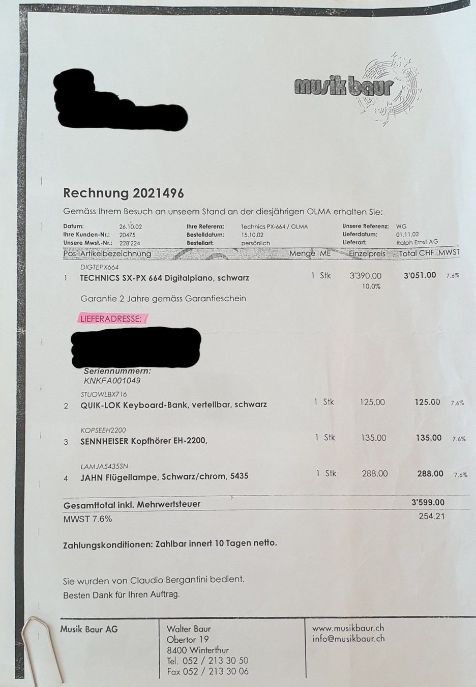 Technics Musikinstrumente: E-Piano/Digitalpiano Technics SX-PX 664 – Gebraucht aus Frauenfeld von c-o-r-i-n-a 5