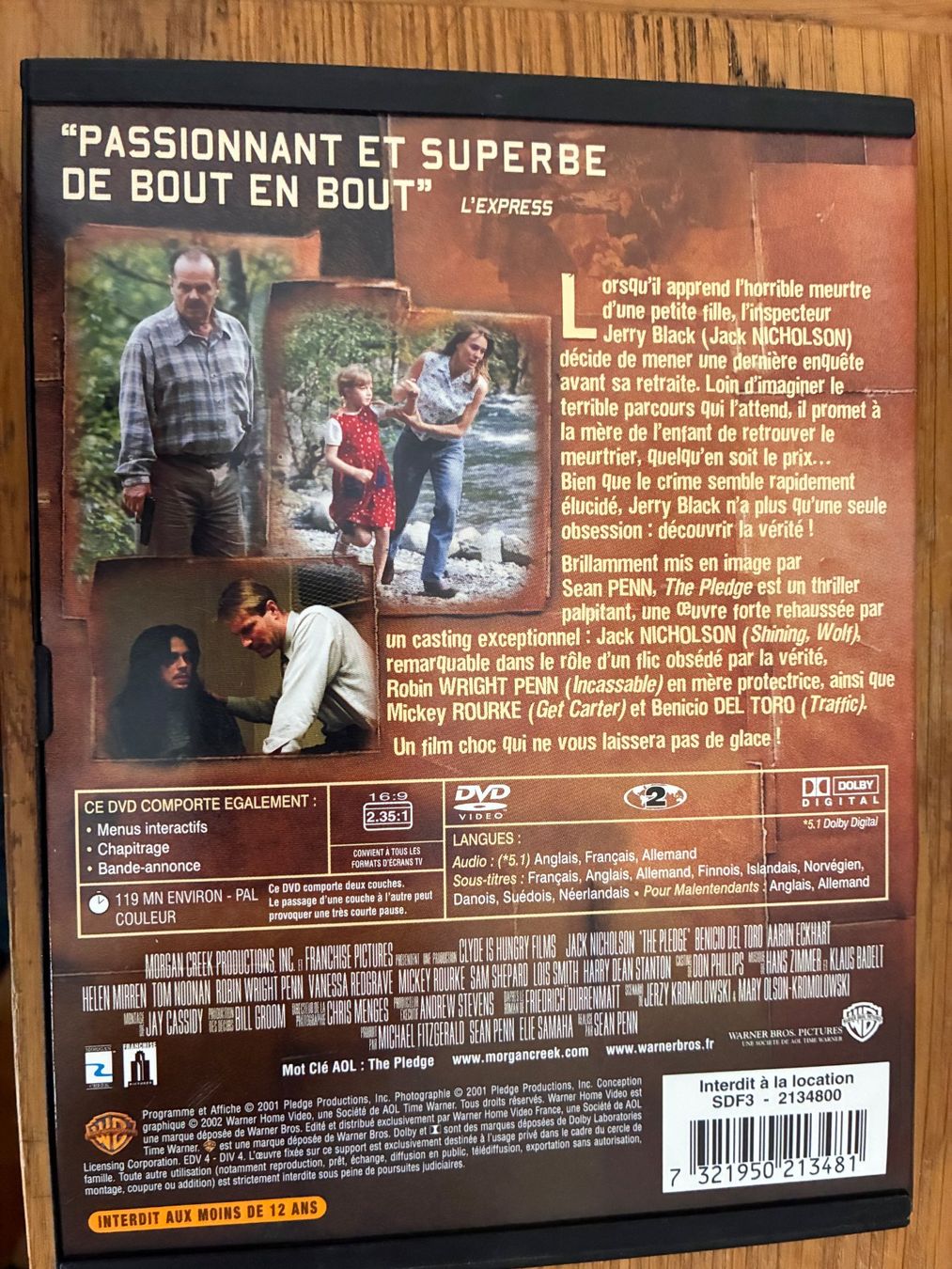 Tutti i DVDs: The Pledge (2001, DVD, Jack Nicholson) – Usato da Vevey venduto da zecollector 1