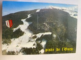 Carte postale vintage Piste de l'Ours, Valais -Sion 1963