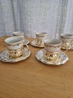 5 Kaffeetassen mit Untertassen versilbert floral