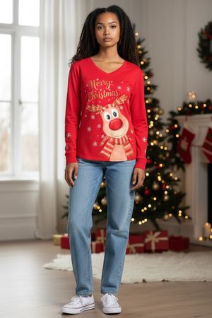 Pull de Noël rouge - neuf - TU