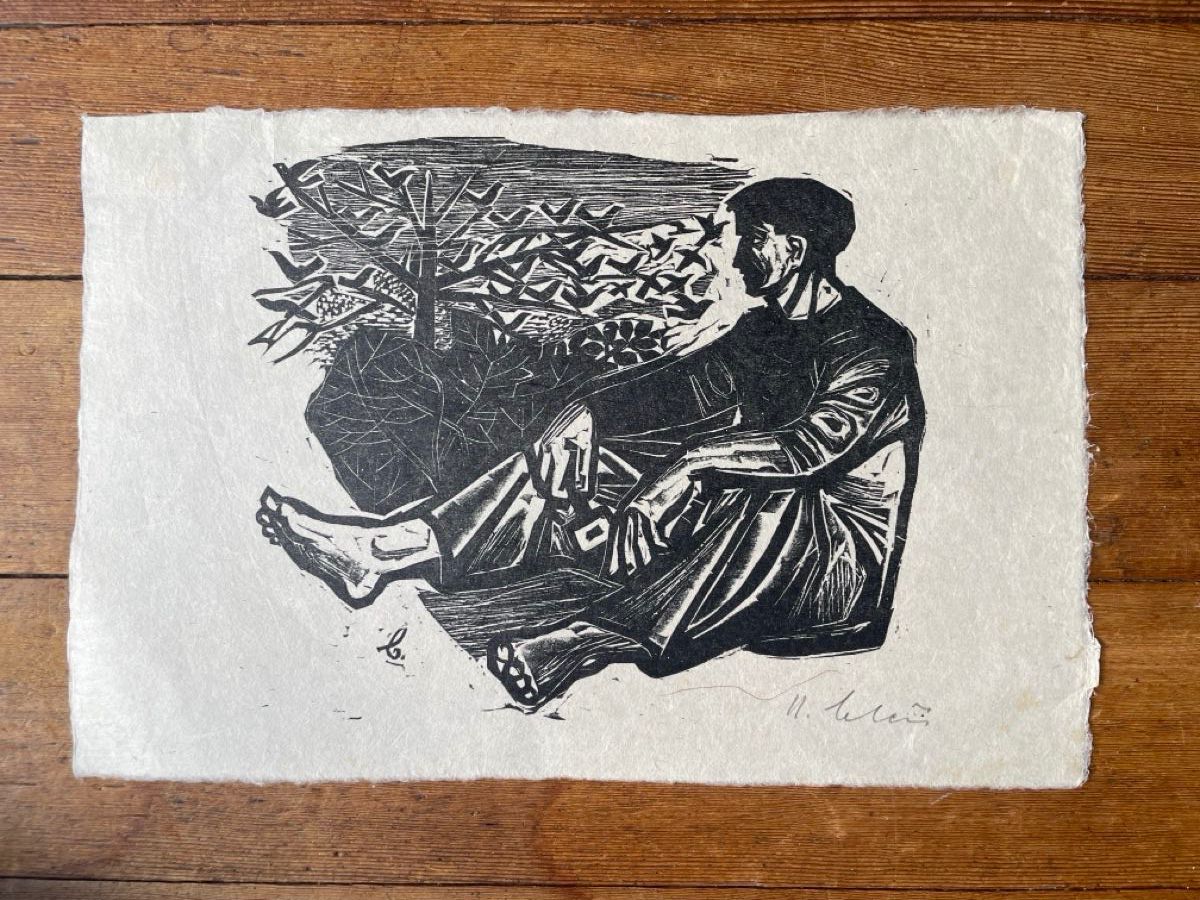 Xilografie: Ugo Cleis "junger Mann" signiert – Usato da Frenkendorf venduto da lau_8fff