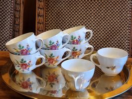 8 antike Bavaria Germany Tassen – Zweighenkel Blumen