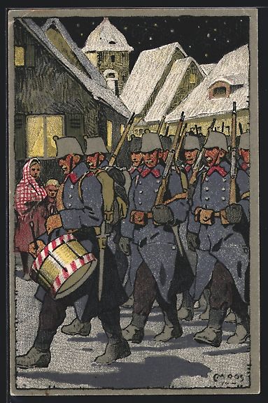 Foto, Lettere & Cartoline: Carl Moos: Schweizer Soldaten beim Marsc – Usato da Berlin venduto da bartko-reher