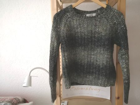 CLOCKHOUSE schöner Kurz-Strickpulli Gr. S grünlich-bunt