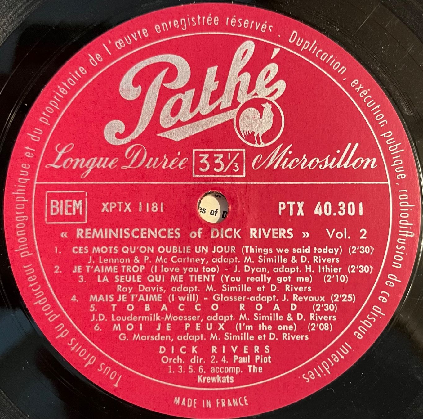 Schallplatten: DICK RIVERS - Vol. 2 - 33 Tours – Gebraucht aus Bussigny von vinyl-pas-cher 3