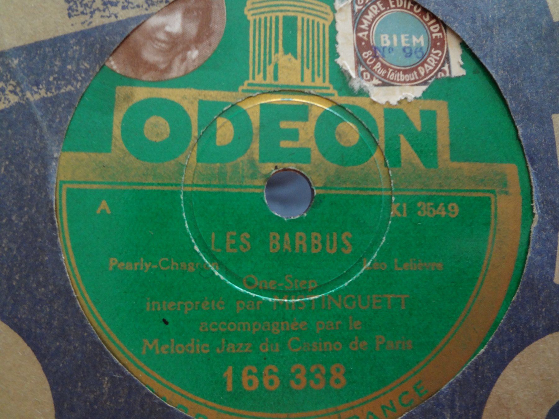 Vinyles: Disque 78 tours aiguille Odéon - Mistinguett 166.338 – D'occasion à Aigle par Robflac55