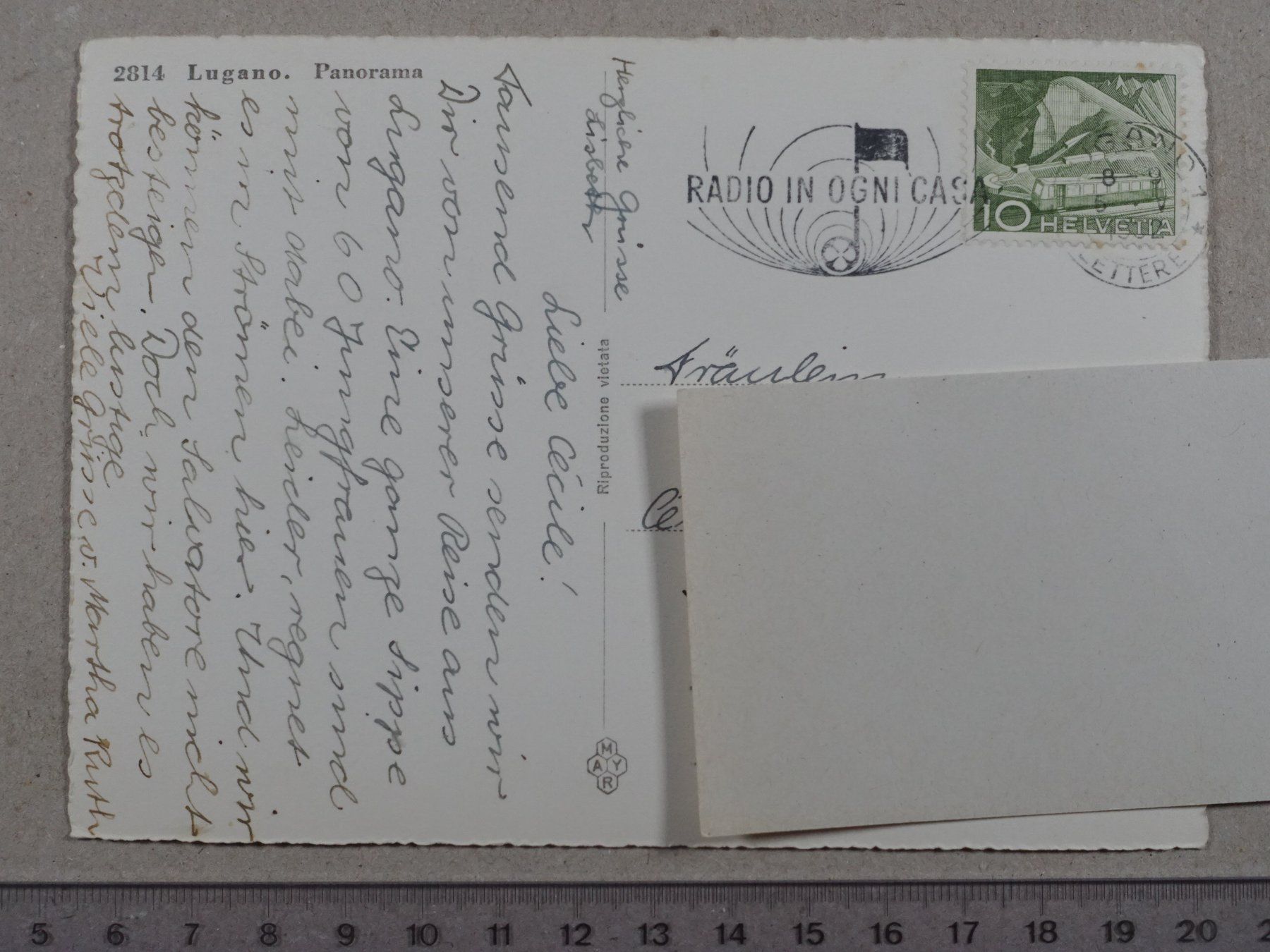 Cartoline postali: Lugano, Panorama, 1952 – Usato da Lenzburg venduto da fh1 1