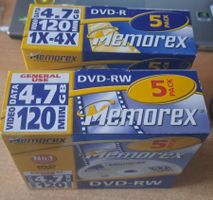 5 DVD-RW + 5 DVD-R Memorex Neuf