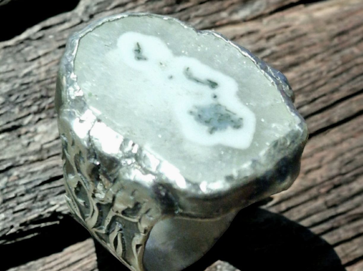 Anelli: Statement-Ring, Silber & Dendritenachat, Grösse 55 – Nuovo e nell'imballaggio originale da Aarau venduto da Schmuckhoehle_MD 5