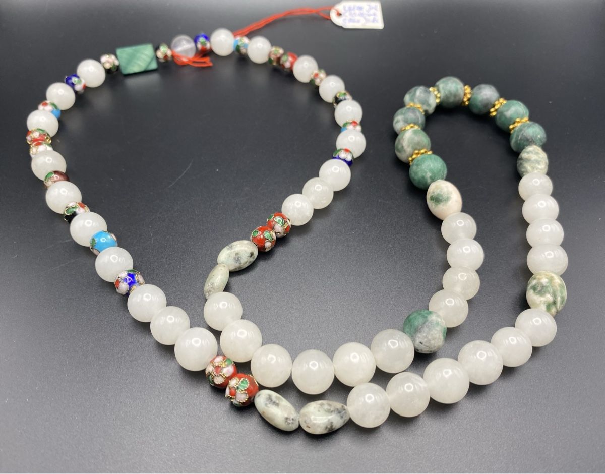 Ketten: Jade und Cloisonnè Perlen Halskette – Neu (gemäss Beschreibung) aus Lamone von LaCantinaMagica
