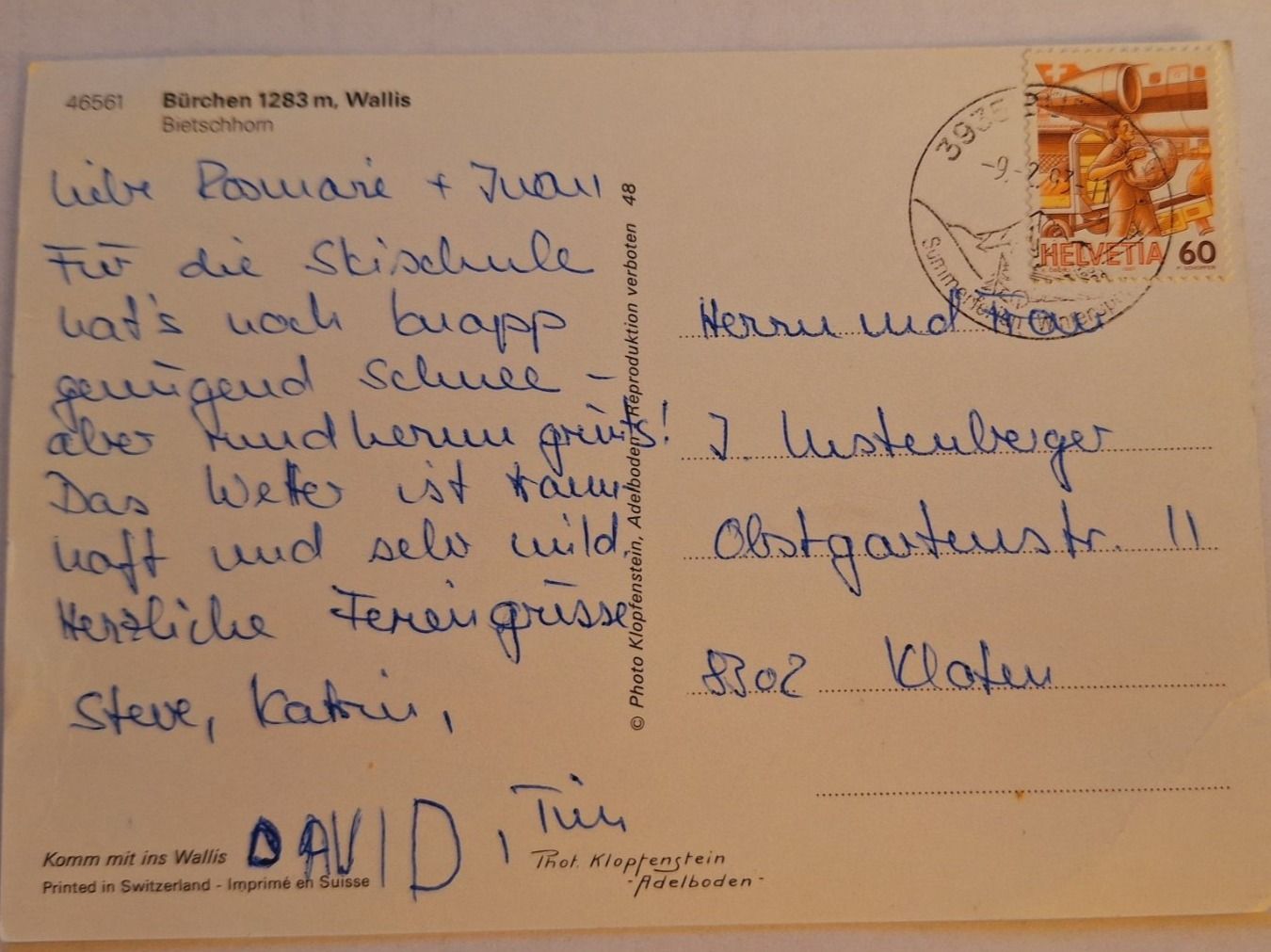 Cartoline postali: Bürchen, Wallis, Bietschhorn – Usato da Zürich venduto da t24_de 1