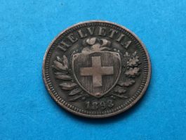 2 Rappen 1893 VZ ungereinigt