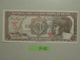 5 Cruzeiros Brasilien 1961 bankfrisch