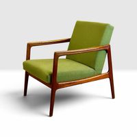 Mid Century danish teak Easy Chair Grüne Bezüge