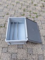 Eurobox Kunststoff grau mit Deckel und 3 Einsätzen gebraucht